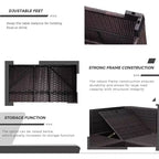 4 Pieces Patio Sectional Sofa Set, PE Rattan Daybed, Outdoor Wicker Sunbed Chaise Chair, Adjustable Backrest, for Poolside, Backyard