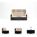 4 Pieces Patio Sectional Sofa Set, PE Rattan Daybed, Outdoor Wicker Sunbed Chaise Chair, Adjustable Backrest, for Poolside, Backyard