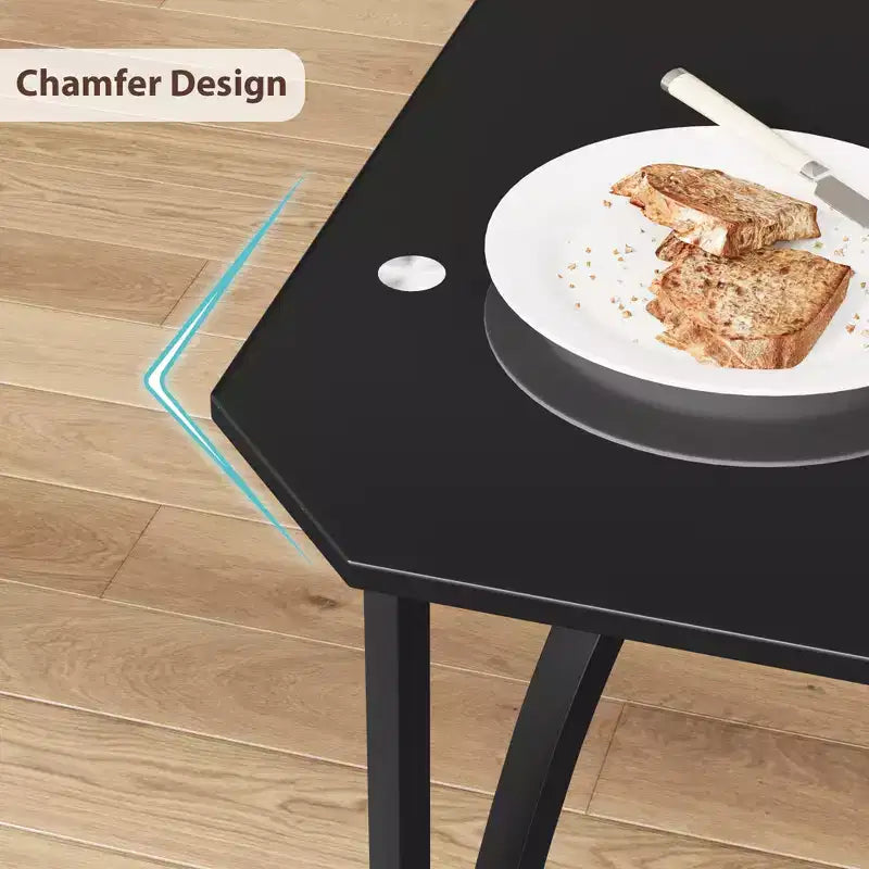 Keukentafel met 4 stoelen, eetkamerset voor 4 personen met stoelen, 4-delige keukentafelset met gestoffeerde PU-stoelen en metalen frame voor kleine ruimtes