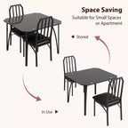 Keukentafel met 4 stoelen, eetkamerset voor 4 personen met stoelen, 4-delige keukentafelset met gestoffeerde PU-stoelen en metalen frame voor kleine ruimtes