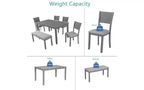 Zevemomo 6-Piece Wooden Dining Table Set, Includes Dining Table, 4 Upholstered Chairs & 1 Bench, Dining Table with Wood Legs,Grey