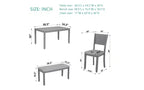 Zevemomo 6-Piece Wooden Dining Table Set, Includes Dining Table, 4 Upholstered Chairs & 1 Bench, Dining Table with Wood Legs,Grey