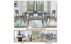 Zevemomo 6-Piece Wooden Dining Table Set, Includes Dining Table, 4 Upholstered Chairs & 1 Bench, Dining Table with Wood Legs,Grey