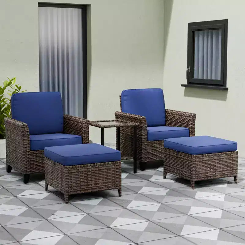 EAGLE PEAK Ocean Vista Patio Outdoor 5 piece Variated Brown Wicker Conversation Dining Chairs Set