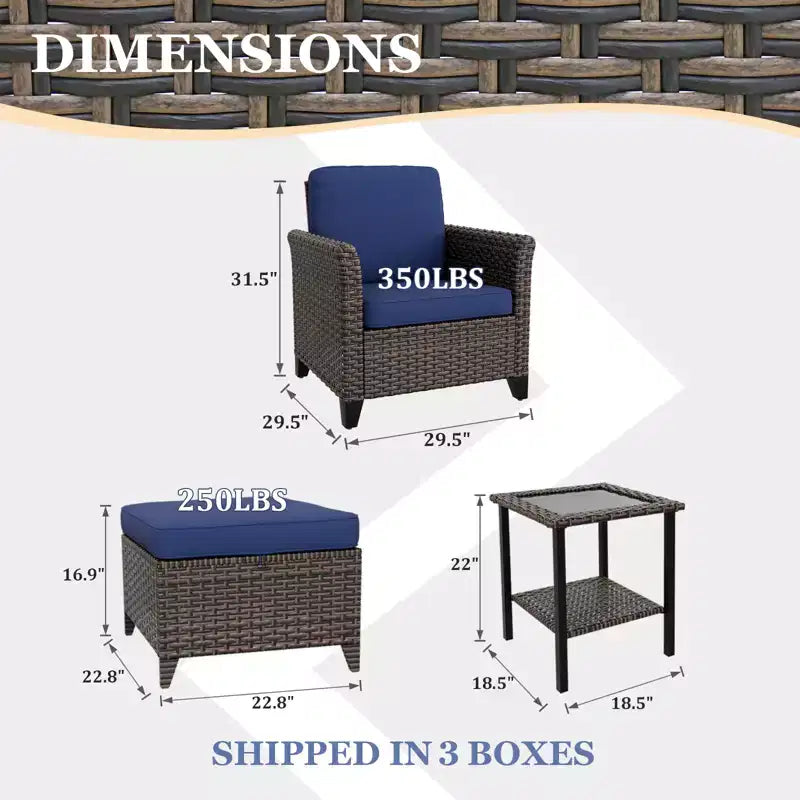 EAGLE PEAK Ocean Vista Patio Outdoor 5 piece Variated Brown Wicker Conversation Dining Chairs Set