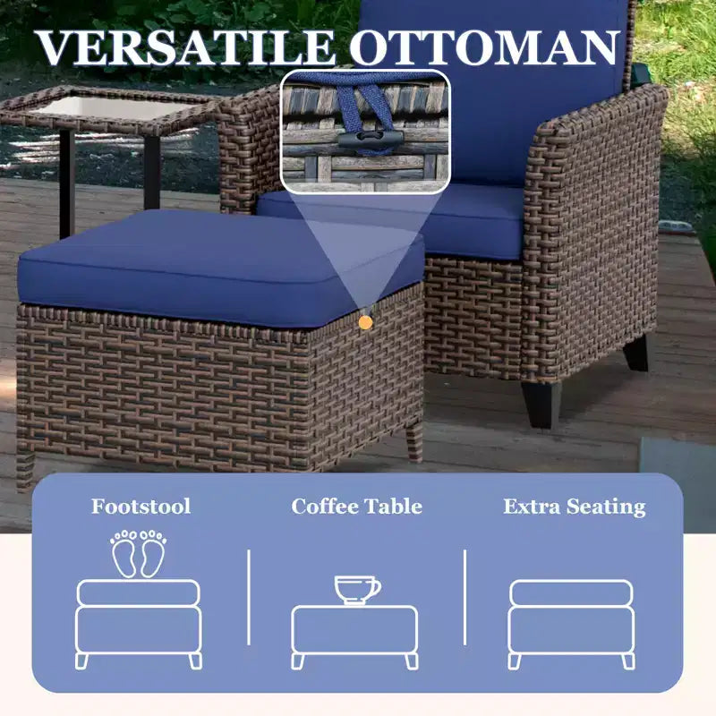 EAGLE PEAK Ocean Vista Patio Outdoor 5 piece Variated Brown Wicker Conversation Dining Chairs Set