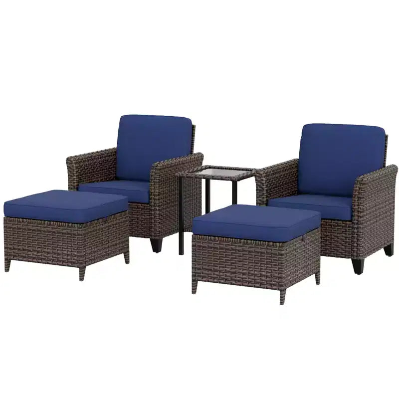 EAGLE PEAK Ocean Vista Patio Outdoor 5 piece Variated Brown Wicker Conversation Dining Chairs Set