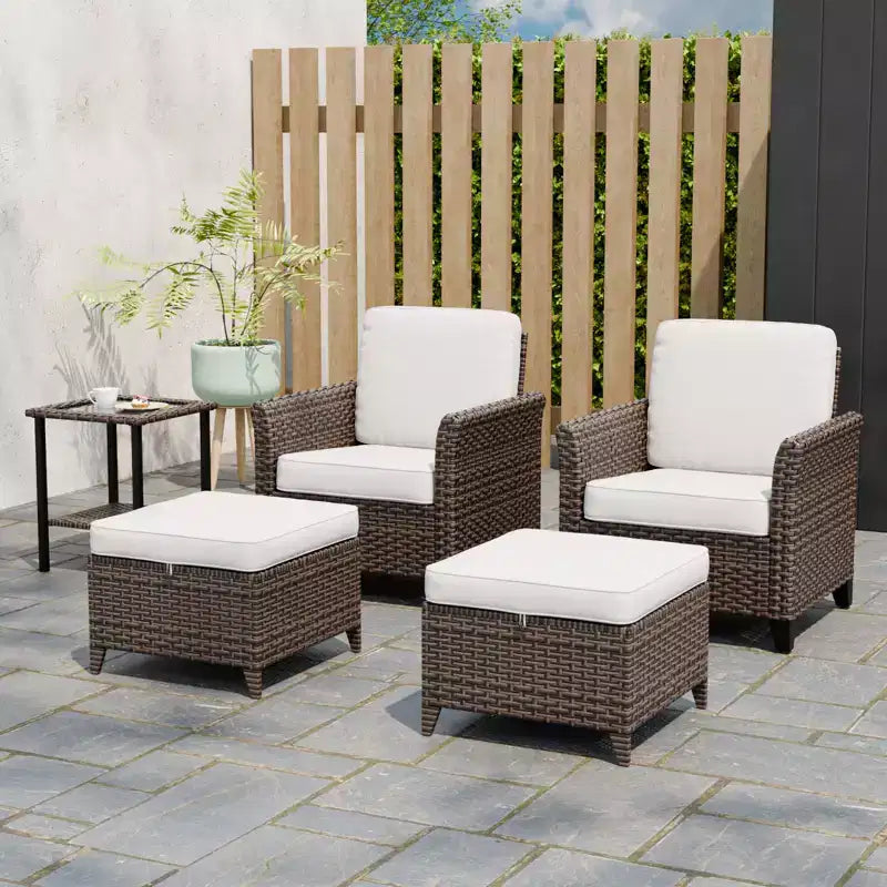 EAGLE PEAK Ocean Vista Patio Outdoor 5 piece Variated Brown Wicker Conversation Dining Chairs Set