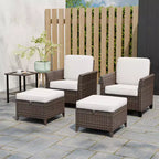 EAGLE PEAK Ocean Vista Patio Outdoor 5 piece Variated Brown Wicker Conversation Dining Chairs Set