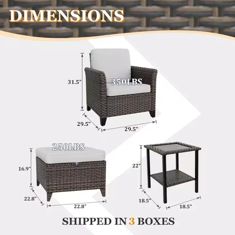 EAGLE PEAK Ocean Vista Patio Outdoor 5 piece Variated Brown Wicker Conversation Dining Chairs Set