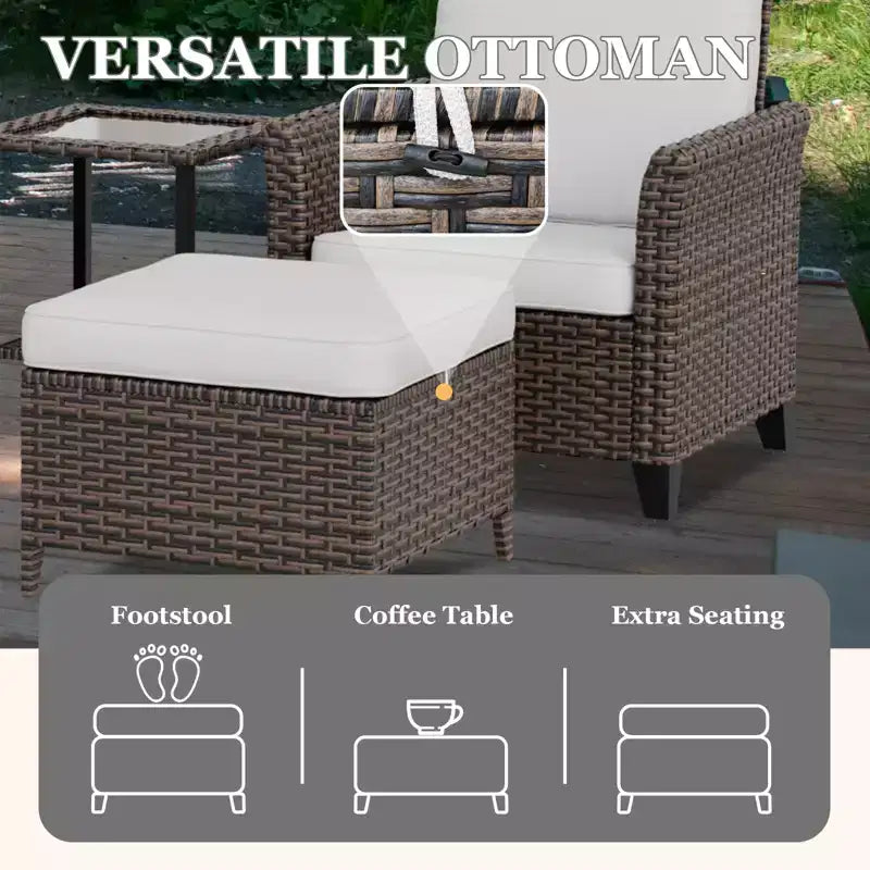 EAGLE PEAK Ocean Vista Patio Outdoor 5 piece Variated Brown Wicker Conversation Dining Chairs Set