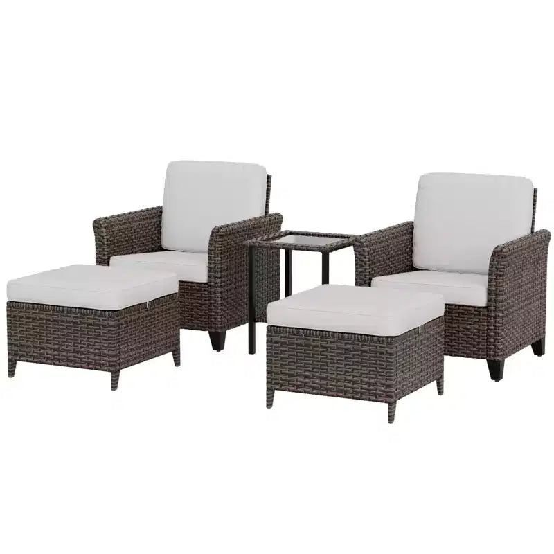 EAGLE PEAK Ocean Vista Patio Outdoor 5 piece Variated Brown Wicker Conversation Dining Chairs Set