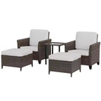 EAGLE PEAK Ocean Vista Patio Outdoor 5 piece Variated Brown Wicker Conversation Dining Chairs Set