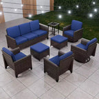 EAGLE PEAK Ocean Vista 8 piece Patio Variated Brown Wicker Sofa Set Dining Chairs, Swivel Chairs
