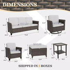 EAGLE PEAK Ocean Vista 8 piece Patio Variated Brown Wicker Sofa Set Dining Chairs, Swivel Chairs