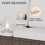 EAGLE PEAK Ocean Vista 8 piece Patio Variated Brown Wicker Sofa Set Dining Chairs, Swivel Chairs