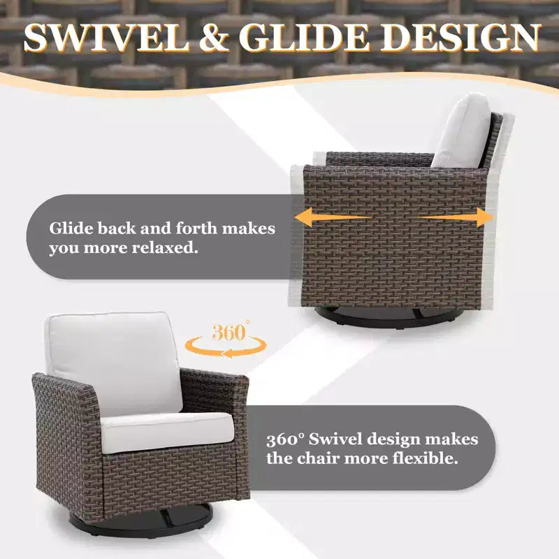 EAGLE PEAK Ocean Vista 8 piece Patio Variated Brown Wicker Sofa Set Dining Chairs, Swivel Chairs