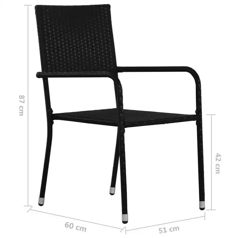 Ensemble de mobilier de salle à manger de patio vidaXL avec table et chaises, polyrotin, noir, 4 pièces
