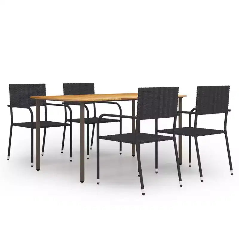 Ensemble de mobilier de salle à manger de patio vidaXL avec table et chaises, polyrotin, noir, 4 pièces