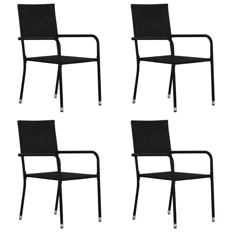Ensemble de mobilier de salle à manger de patio vidaXL avec table et chaises, polyrotin, noir, 4 pièces