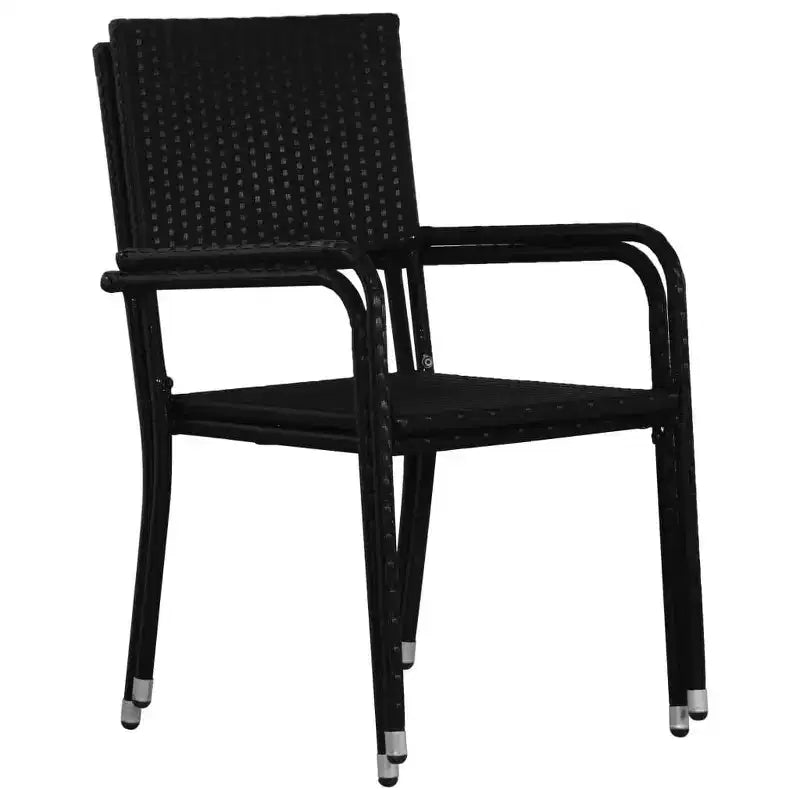 Ensemble de mobilier de salle à manger de patio vidaXL avec table et chaises, polyrotin, noir, 4 pièces