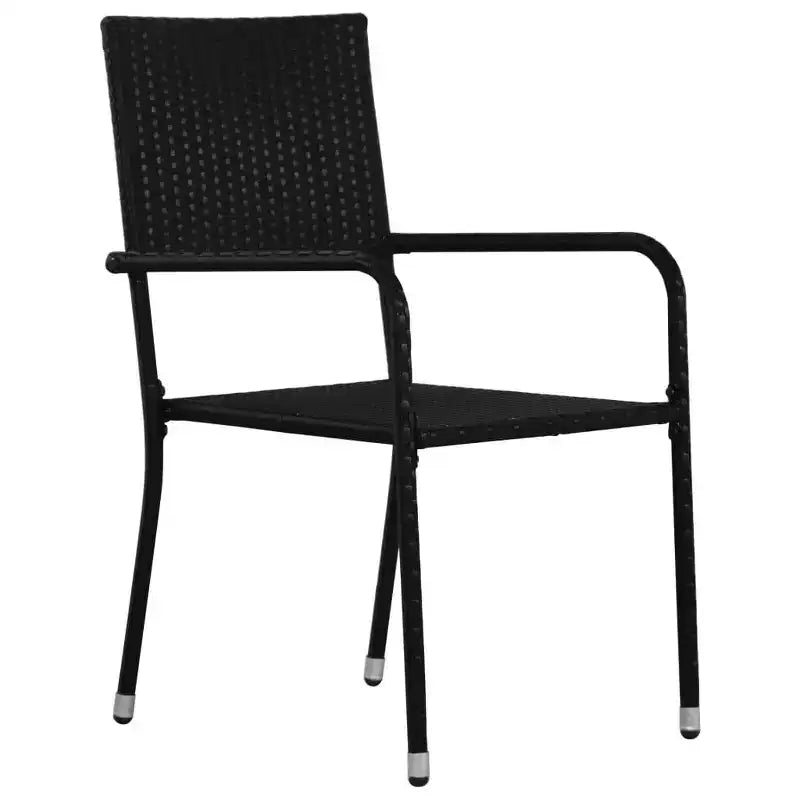 Ensemble de mobilier de salle à manger de patio vidaXL avec table et chaises, polyrotin, noir, 4 pièces