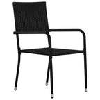 Ensemble de mobilier de salle à manger de patio vidaXL avec table et chaises, polyrotin, noir, 4 pièces
