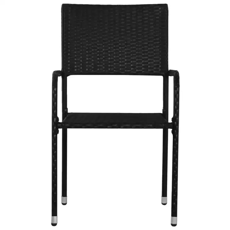Ensemble de mobilier de salle à manger de patio vidaXL avec table et chaises, polyrotin, noir, 4 pièces