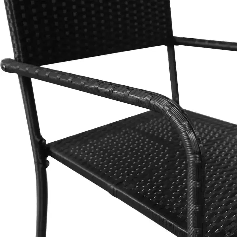 Ensemble de mobilier de salle à manger de patio vidaXL avec table et chaises, polyrotin, noir, 4 pièces