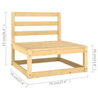 vidaXL 7 Piece Patio Lounge Set with Cushions Solid Wood Pine - Natural, Cushion Included