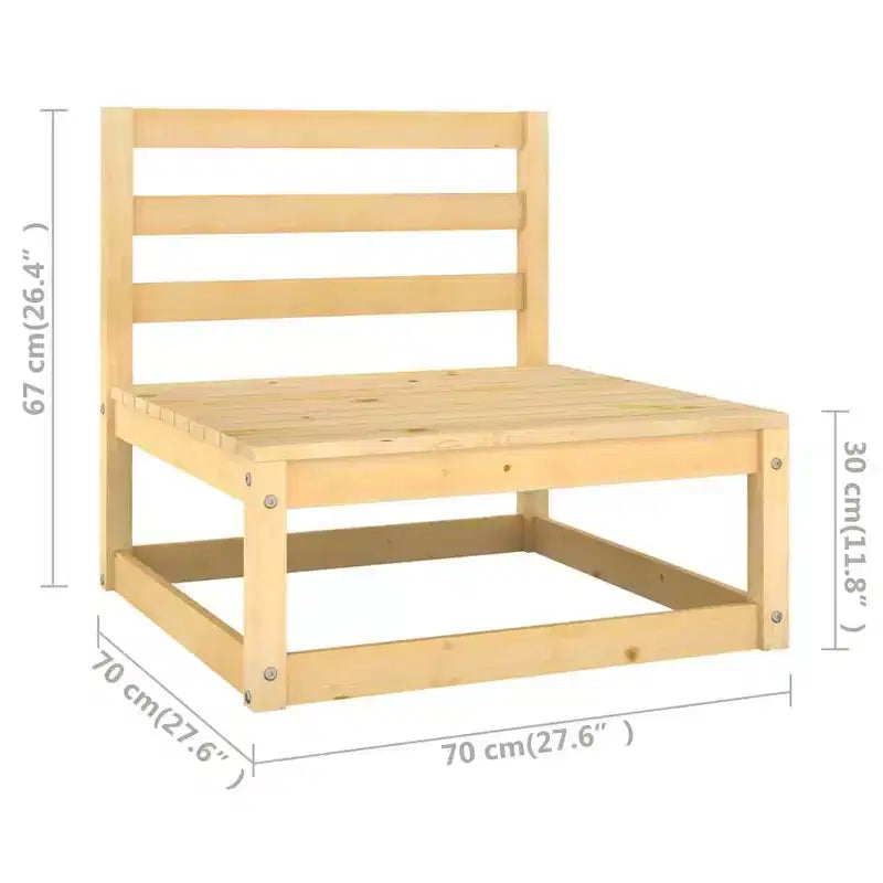 vidaXL 7 Piece Patio Lounge Set with Cushions Solid Wood Pine - Natural, Cushion Included