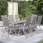 vidaXL eetset voor terras van massief acaciahout, 7-delig, tuinbank, ovaal/rechthoekig