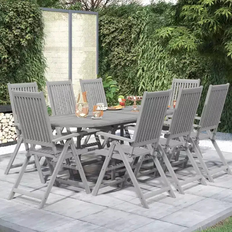 vidaXL eetset voor terras van massief acaciahout, 7-delig, tuinbank, ovaal/rechthoekig