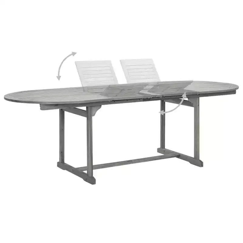 vidaXL eetset voor terras van massief acaciahout, 7-delig, tuinbank, ovaal/rechthoekig