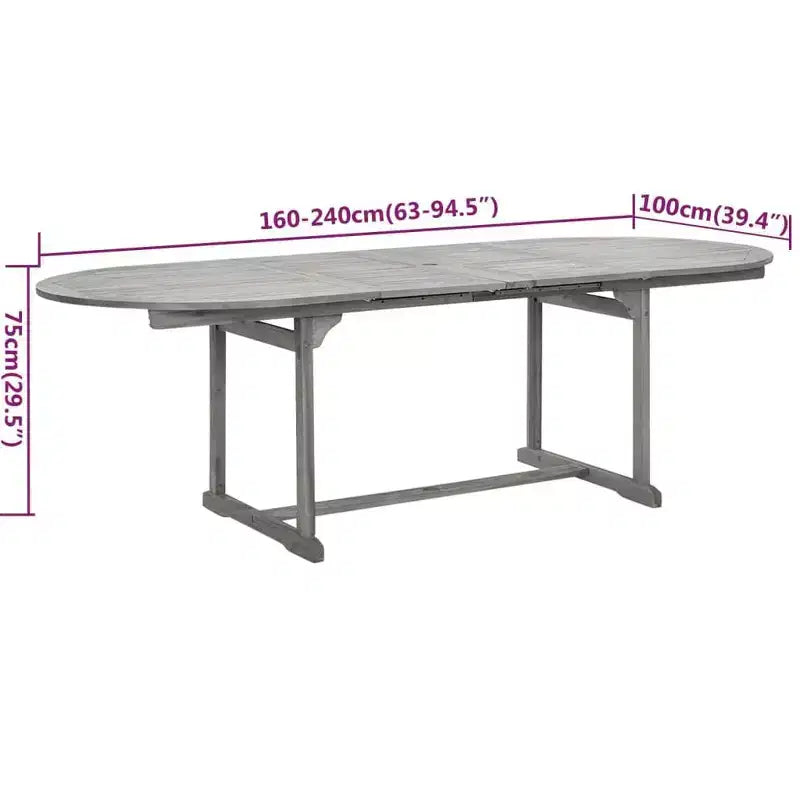 vidaXL eetset voor terras van massief acaciahout, 7-delig, tuinbank, ovaal/rechthoekig