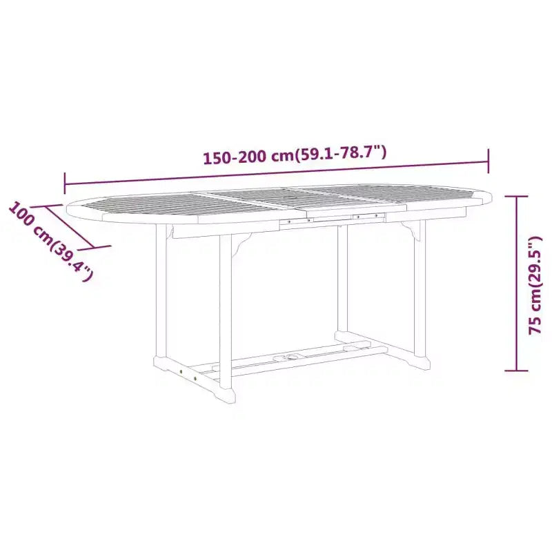 vidaXL eetset voor buiten met uitschuifbare tafel en stoelen, massief eucalyptushout