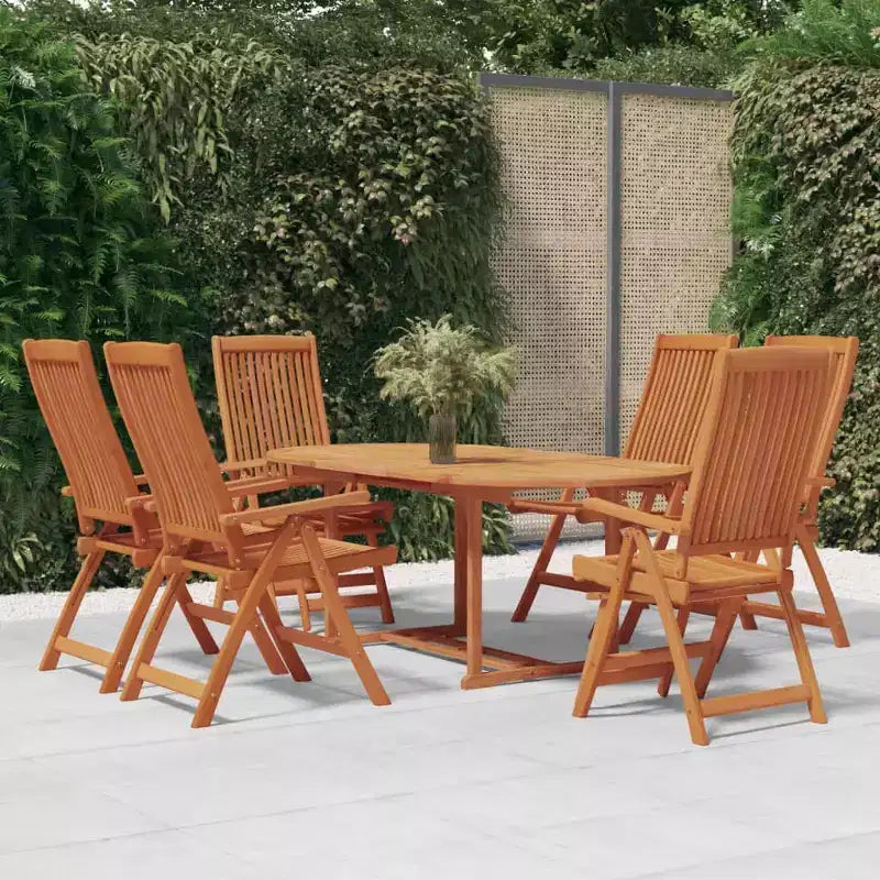 vidaXL eetset voor buiten met uitschuifbare tafel en stoelen, massief eucalyptushout