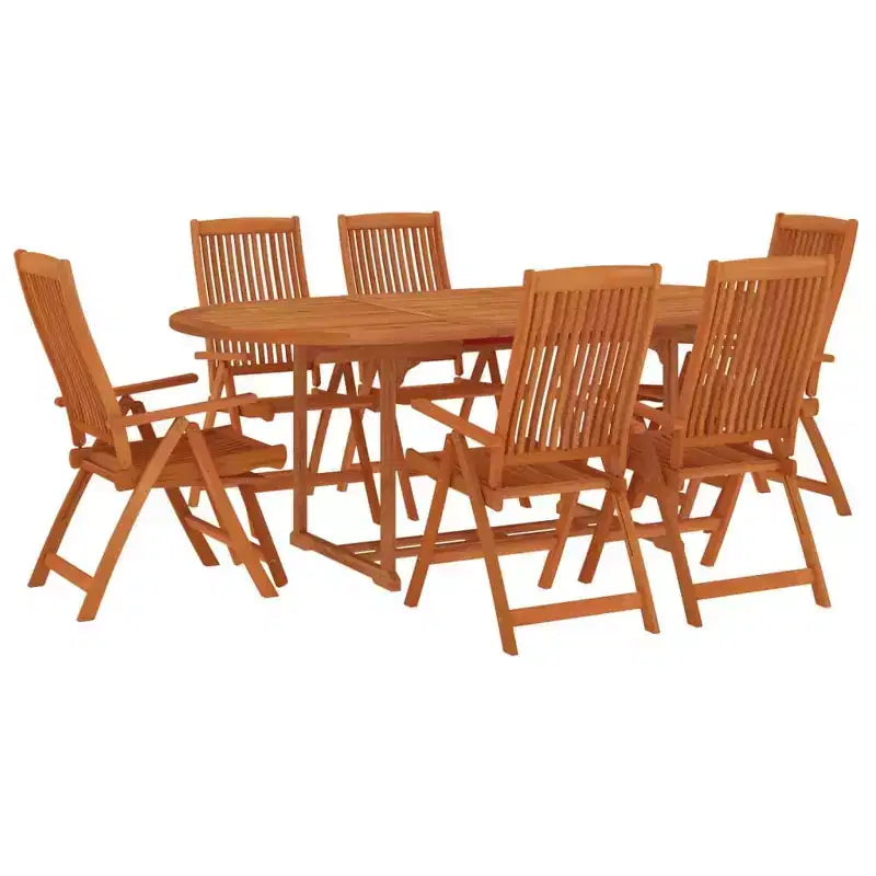 vidaXL eetset voor buiten met uitschuifbare tafel en stoelen, massief eucalyptushout