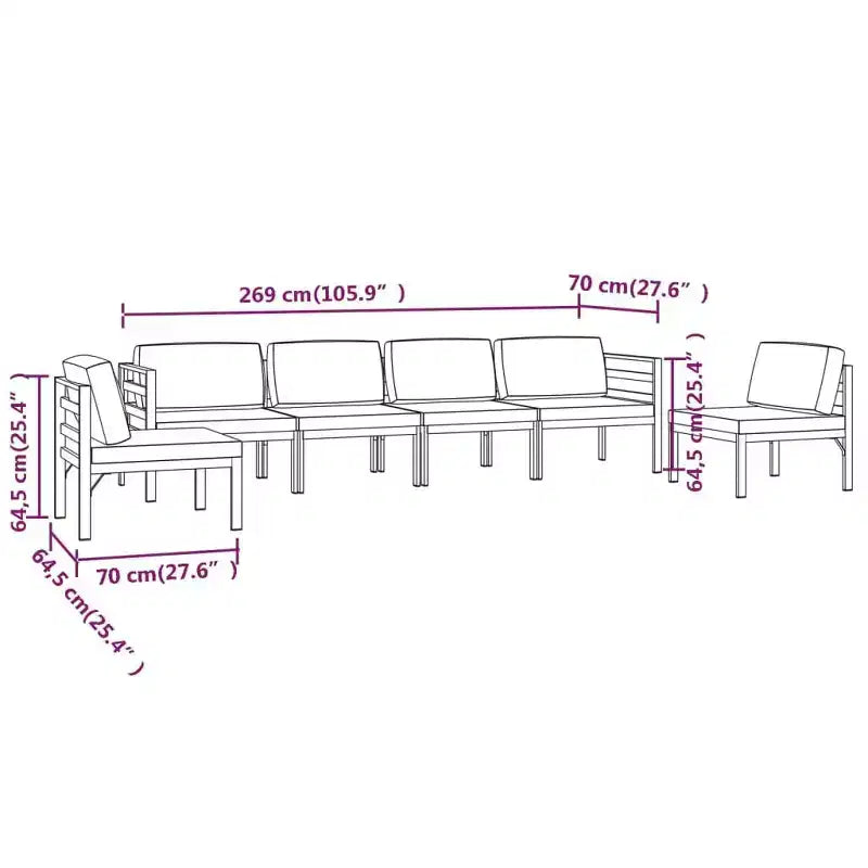 vidaXL loungeset voor in de tuin, antracietkleurig, aluminium, modulaire loungeset