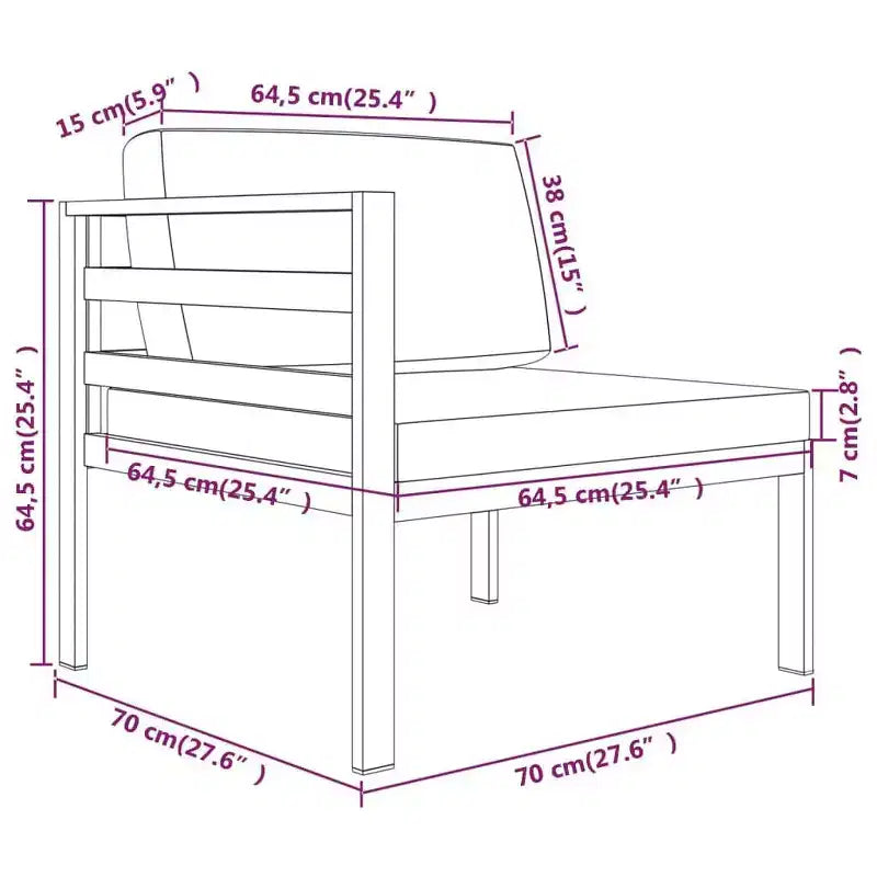 vidaXL loungeset voor in de tuin, antracietkleurig, aluminium, modulaire loungeset