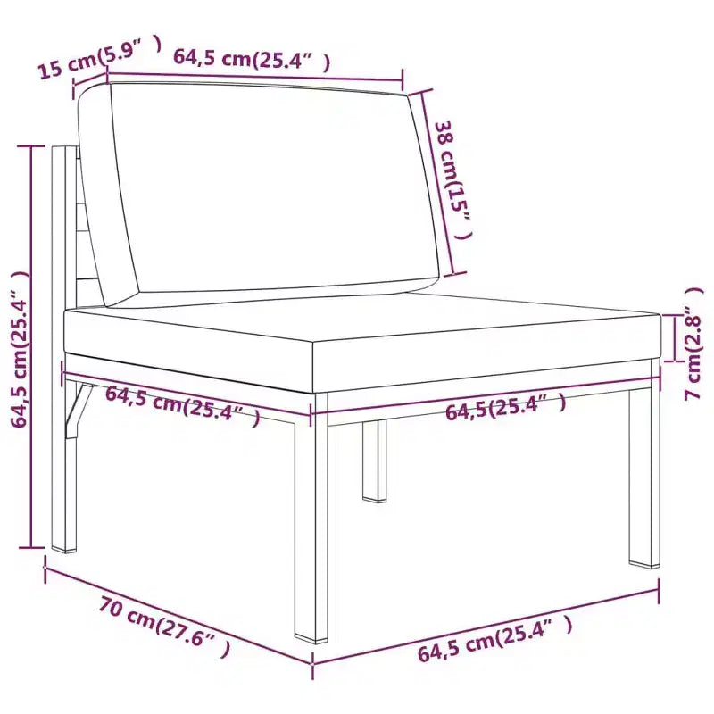 vidaXL loungeset voor in de tuin, antracietkleurig, aluminium, modulaire loungeset