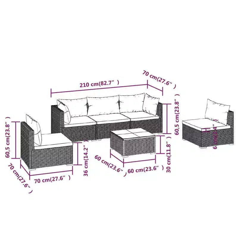 vidaXL Garden Lounge Set Black