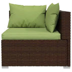 vidaXL bruine polyrotan loungeset met kussens - 5-delige modulaire tuinbankset voor buiten, frame van gepoedercoat staal, waterafstotend