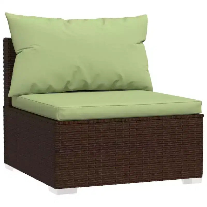 vidaXL bruine polyrotan loungeset met kussens - 5-delige modulaire tuinbankset voor buiten, frame van gepoedercoat staal, waterafstotend
