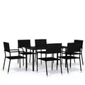 vidaXL Garden Dining Set - Black 55.1 Table Length 6 Items