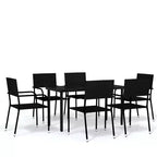 vidaXL Garden Dining Set - Black 55.1 Table Length 6 Items