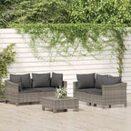 vidaXL 5-delige loungeset voor buiten met kussens, grijs polyrotan