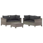 vidaXL 5-delige loungeset voor buiten met kussens, grijs polyrotan