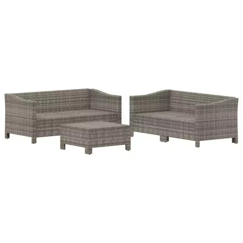 vidaXL 5-delige loungeset voor buiten met kussens, grijs polyrotan