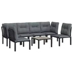 Ensemble de salon de jardin vidaXL, canapé modulable pour terrasse, en résine tressée noire et grise